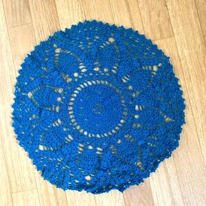 Handmade Crocheted Vintage Turquoise 16” Doily